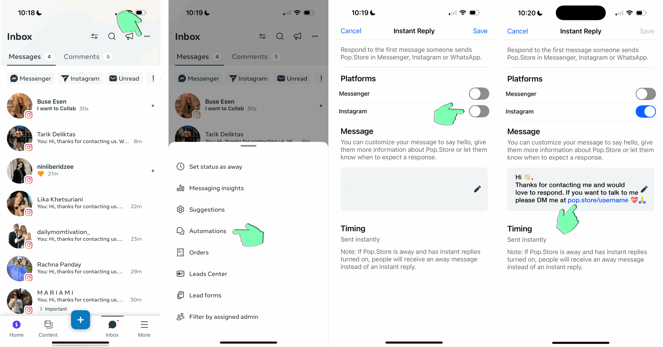 Setting up IG autoresponder for 'message requests'