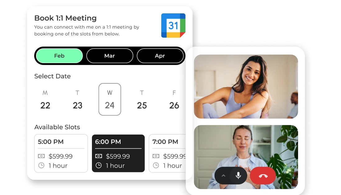 Teach 1:1 with Simple & Secure Bookings