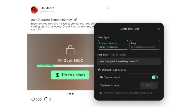 Set unlock prices or tip goals