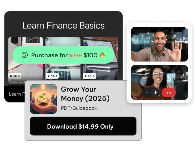 Sell digital products, full courses, and 1:1 sessions